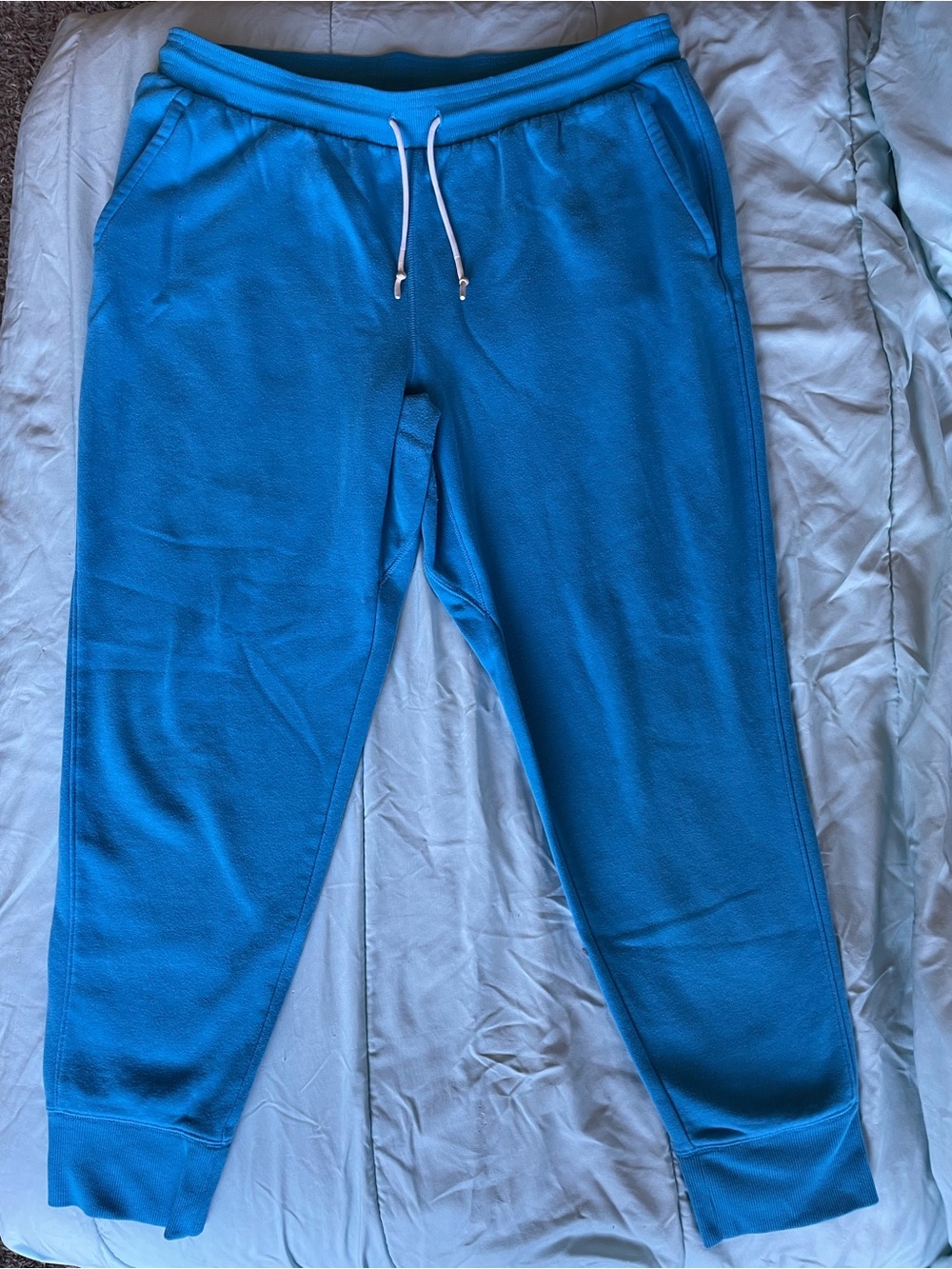 All In Motion Men's Size L Blue Cotton Fleece Jogger Pants Drawstring Athletic